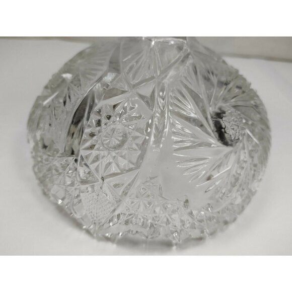 Vintage Imperial EAPG Compote Nuncut Swirl Tooth Edge Whirling Star Glass Dish - Picture 11 of 12